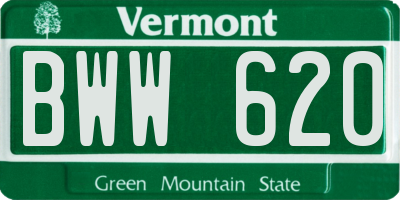 VT license plate BWW620
