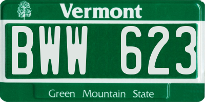 VT license plate BWW623