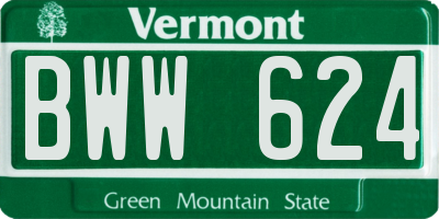 VT license plate BWW624