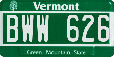 VT license plate BWW626