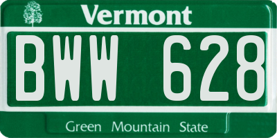 VT license plate BWW628
