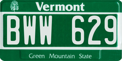 VT license plate BWW629
