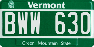 VT license plate BWW630