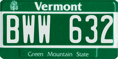 VT license plate BWW632