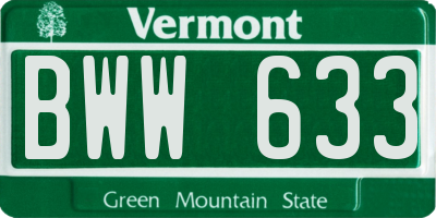 VT license plate BWW633