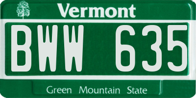 VT license plate BWW635