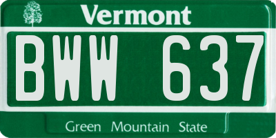 VT license plate BWW637