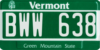 VT license plate BWW638