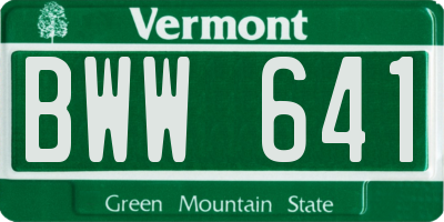 VT license plate BWW641
