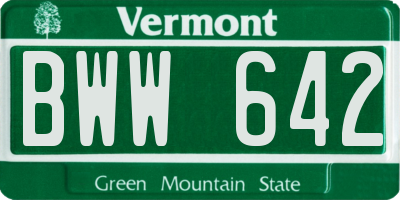 VT license plate BWW642