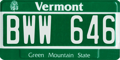 VT license plate BWW646