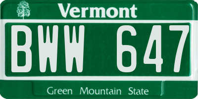 VT license plate BWW647