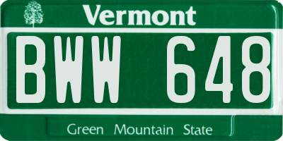 VT license plate BWW648