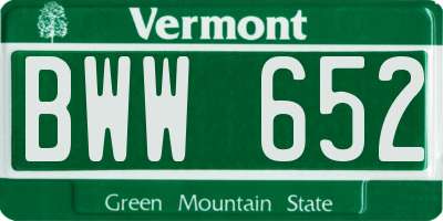 VT license plate BWW652