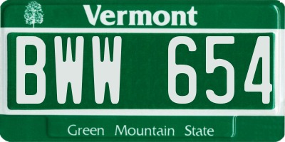 VT license plate BWW654