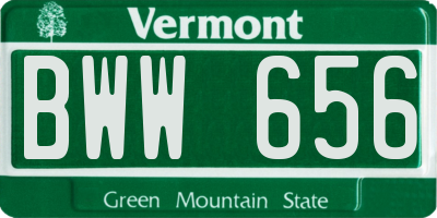 VT license plate BWW656