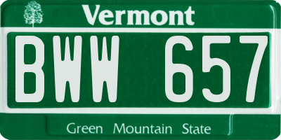 VT license plate BWW657