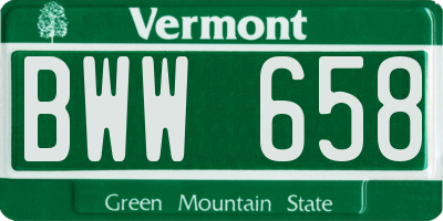 VT license plate BWW658