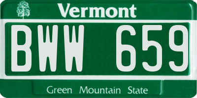VT license plate BWW659