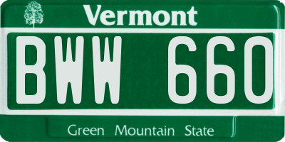 VT license plate BWW660