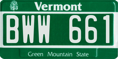VT license plate BWW661