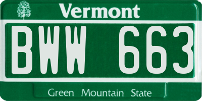 VT license plate BWW663