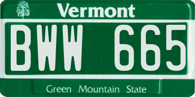 VT license plate BWW665