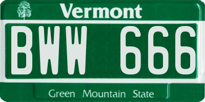 VT license plate BWW666
