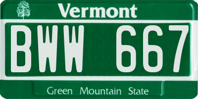 VT license plate BWW667