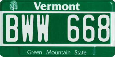 VT license plate BWW668