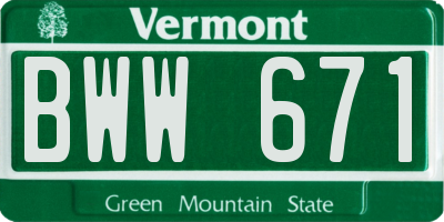 VT license plate BWW671