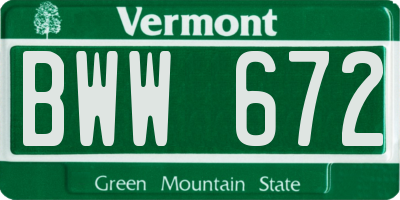 VT license plate BWW672