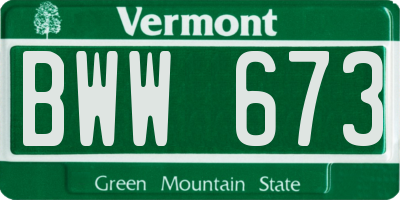 VT license plate BWW673