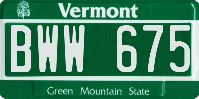VT license plate BWW675
