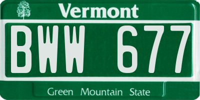 VT license plate BWW677