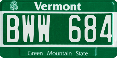 VT license plate BWW684