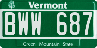 VT license plate BWW687