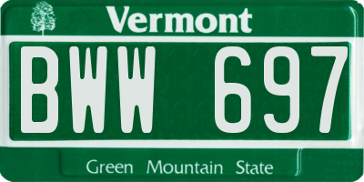 VT license plate BWW697