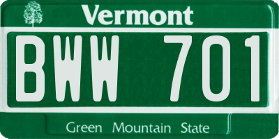 VT license plate BWW701