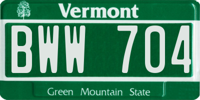 VT license plate BWW704