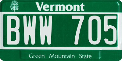 VT license plate BWW705