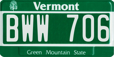 VT license plate BWW706