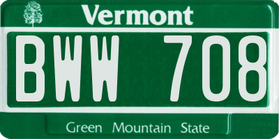 VT license plate BWW708