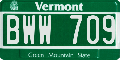 VT license plate BWW709