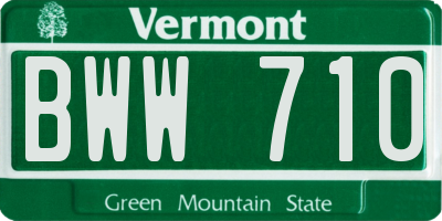VT license plate BWW710