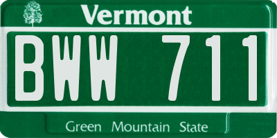 VT license plate BWW711