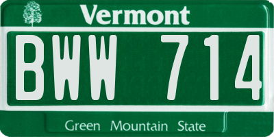 VT license plate BWW714