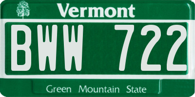 VT license plate BWW722