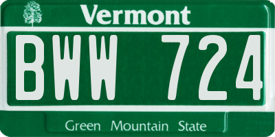 VT license plate BWW724