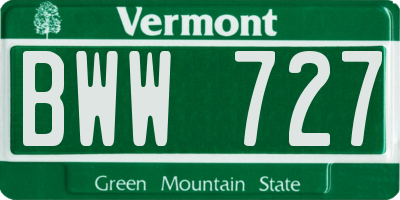 VT license plate BWW727
